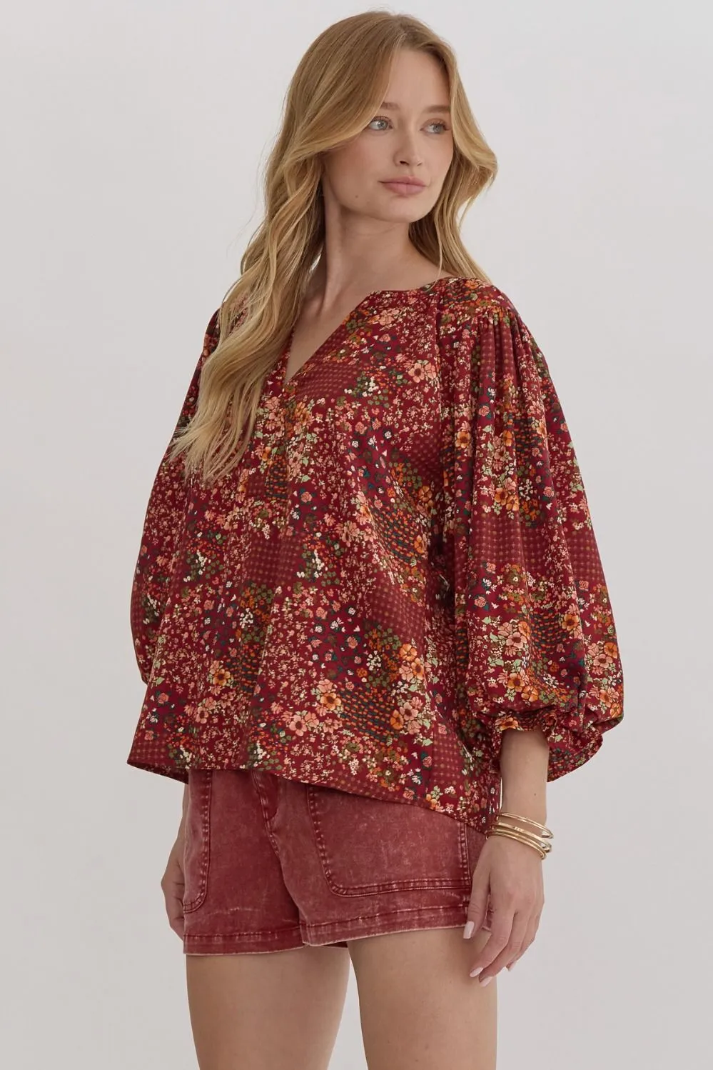 Fall Floral Print Blouse