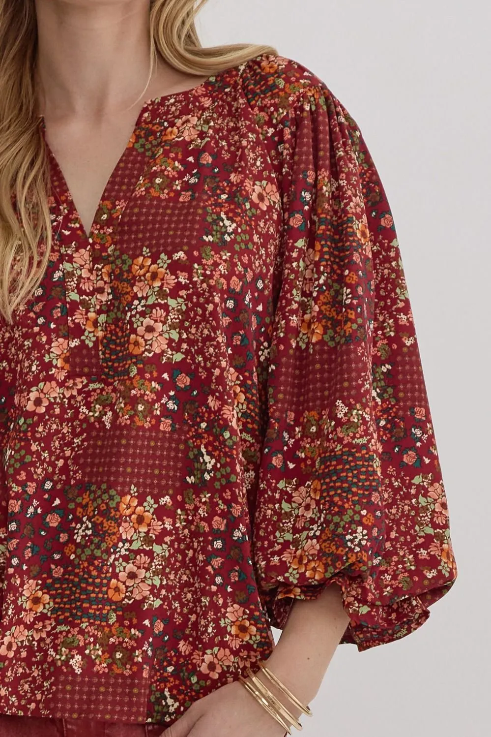 Fall Floral Print Blouse
