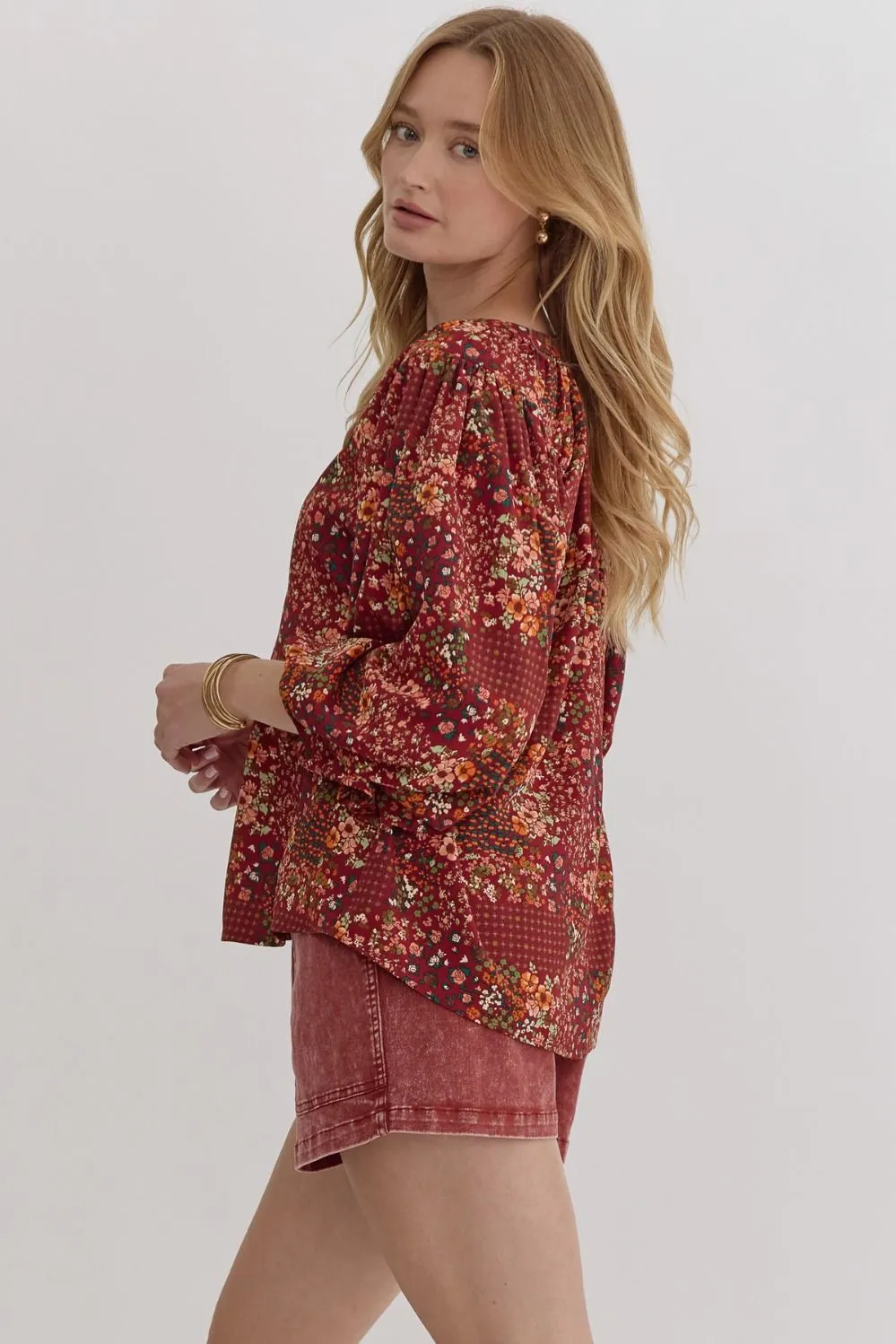 Fall Floral Print Blouse