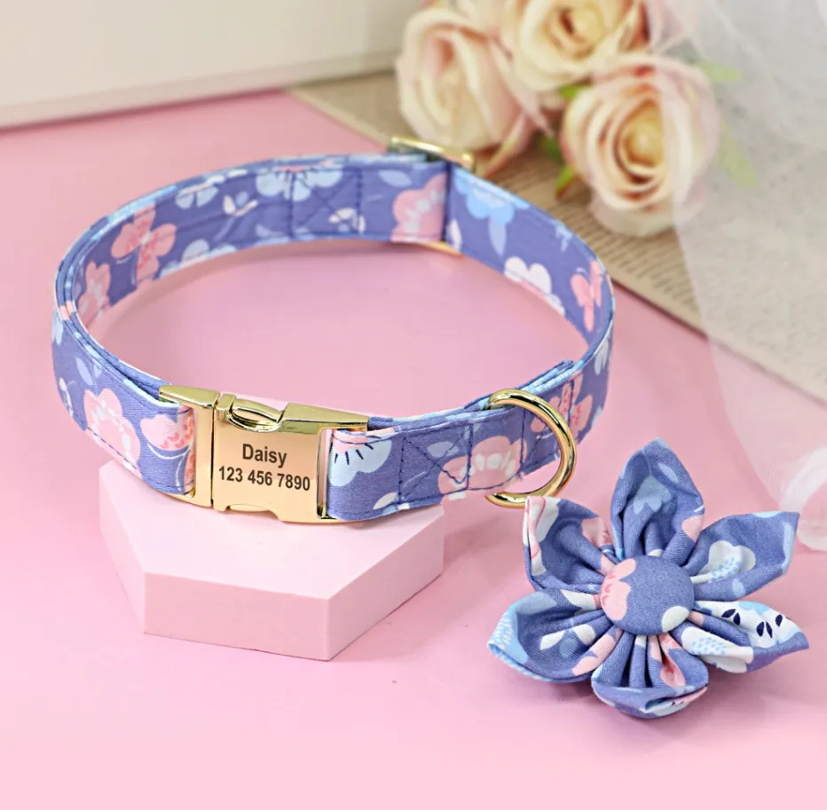 Fashionable Florals: Personalized Collar And Leash Set