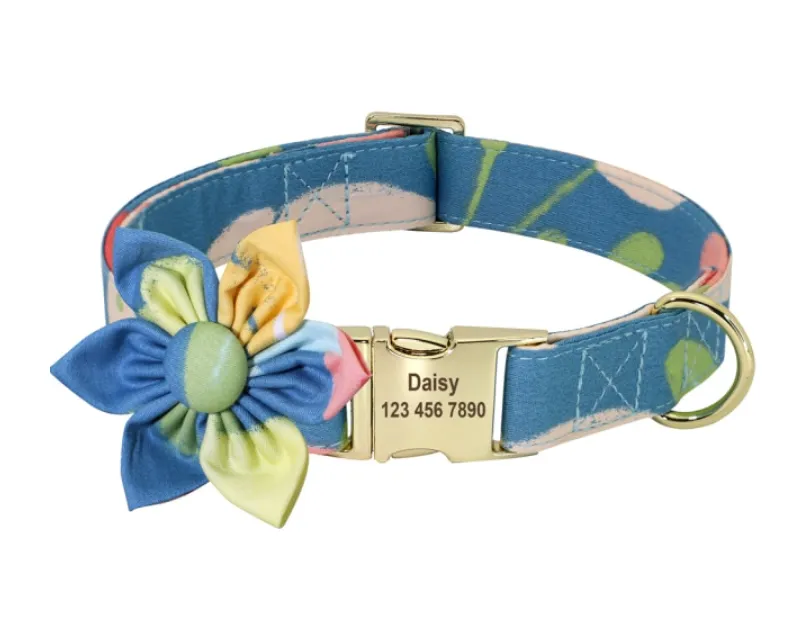 Fashionable Florals: Personalized Collar And Leash Set