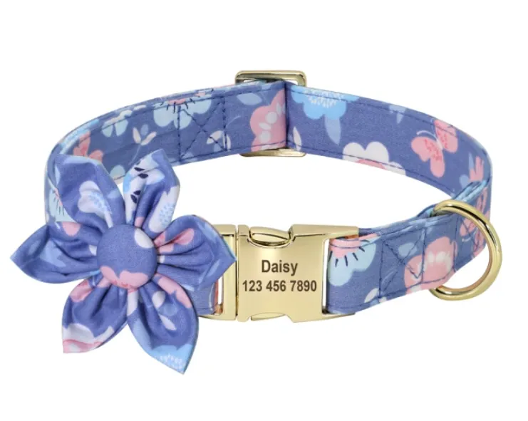 Fashionable Florals: Personalized Collar And Leash Set