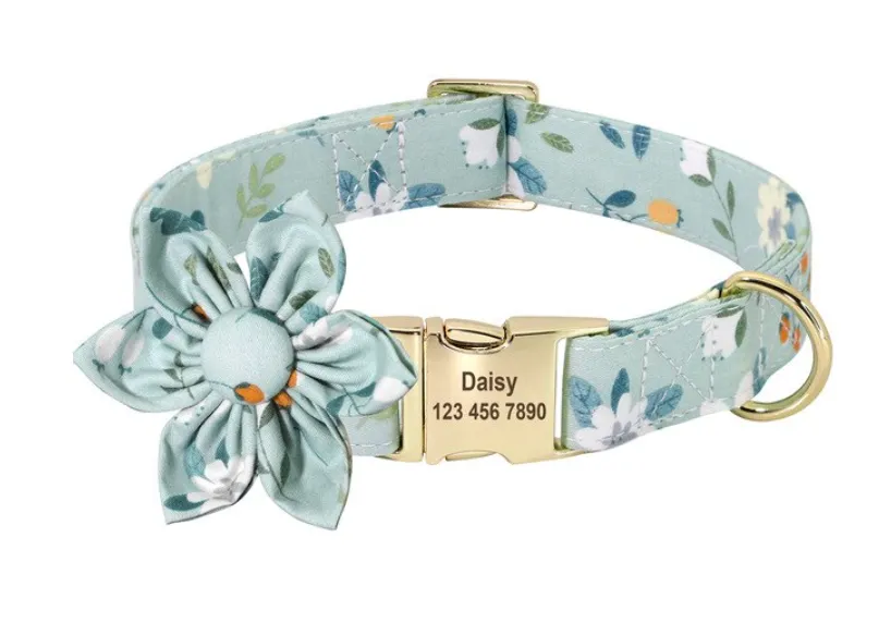 Fashionable Florals: Personalized Collar And Leash Set