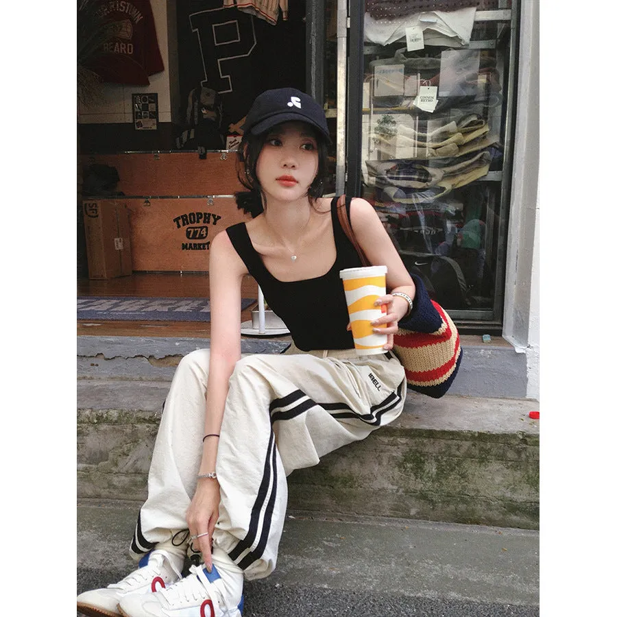 Girlary college outfits Korean Style Embroidered Two-Way Wear Slimming Sports Pants for Women 2024 Spring and Autumn New Design Versatile Casual Long Pants