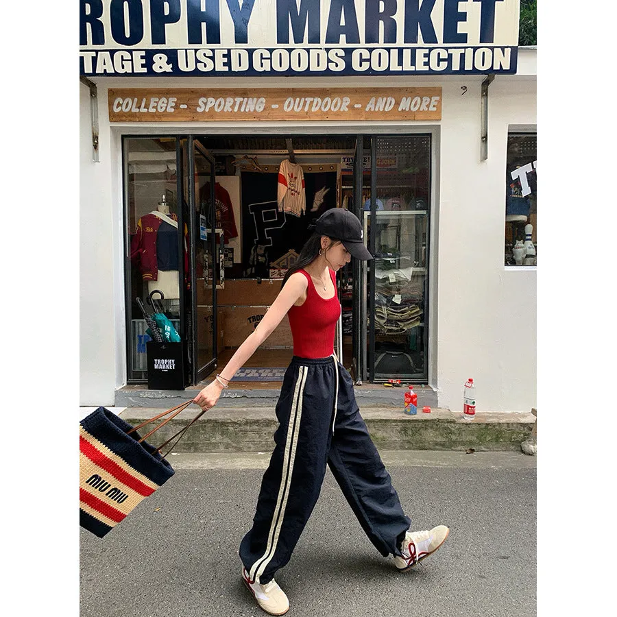 Girlary college outfits Korean Style Embroidered Two-Way Wear Slimming Sports Pants for Women 2024 Spring and Autumn New Design Versatile Casual Long Pants