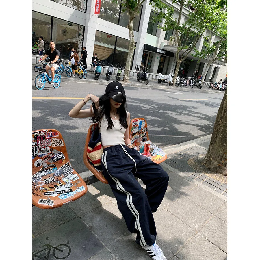 Girlary college outfits Korean Style Embroidered Two-Way Wear Slimming Sports Pants for Women 2024 Spring and Autumn New Design Versatile Casual Long Pants