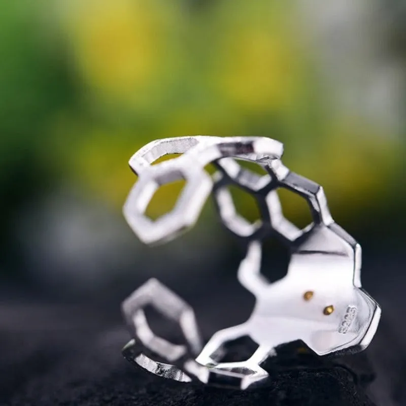 Gold Honeycomb Ring Fine Jewelry Bee for Women Wedding Jewelry