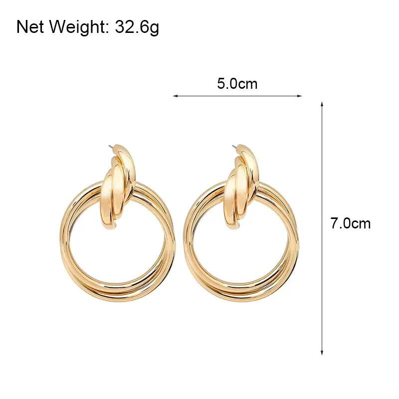 Gold Plated Round Trendy Drop Earrings