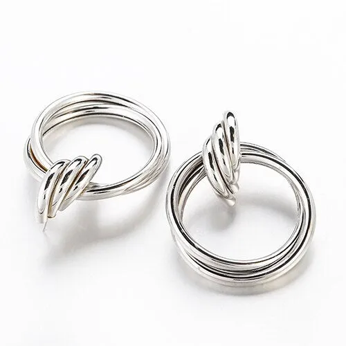 Gold Plated Round Trendy Drop Earrings