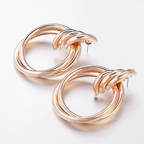 Gold Plated Round Trendy Drop Earrings