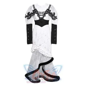 Gothic Lace Bubble Sleeve Long Fishtail Dress