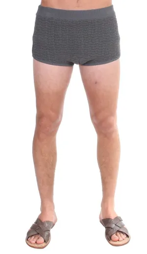Gray Cotten Blend Logo Casual Short Shorts