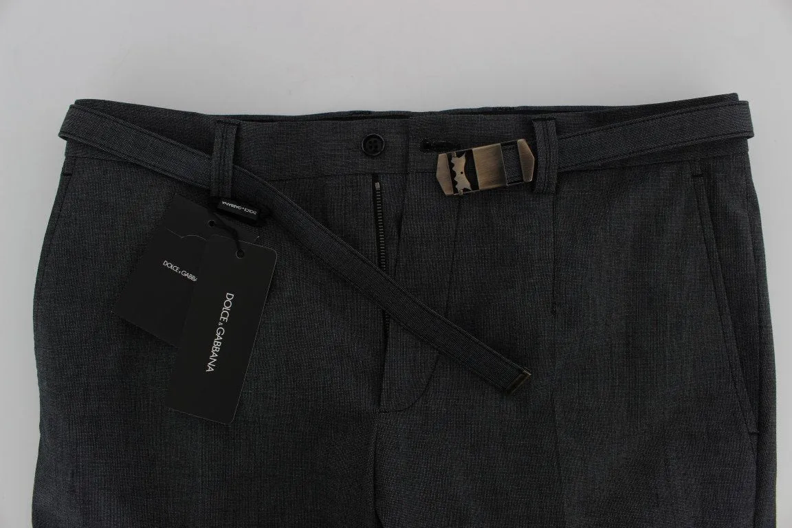 Gray Cotton Stretch Casual Pants