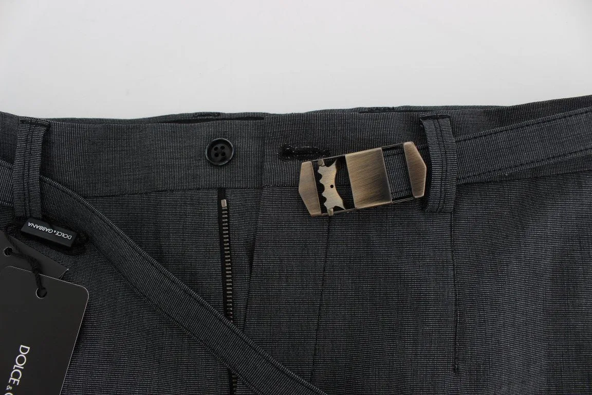 Gray Cotton Stretch Casual Pants