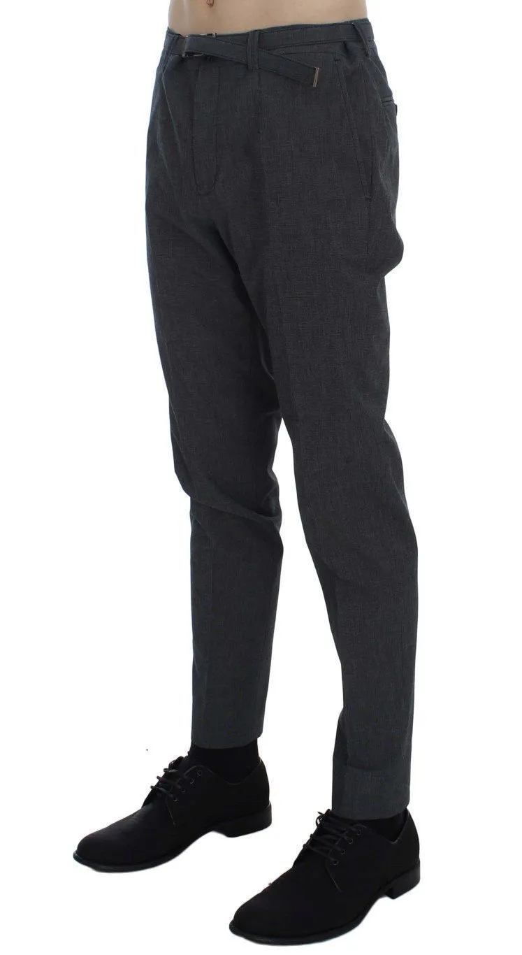 Gray Cotton Stretch Casual Pants