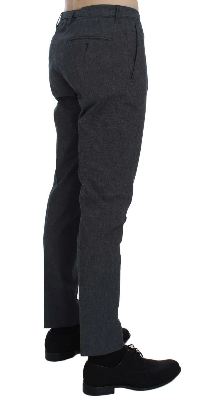 Gray Cotton Stretch Casual Pants