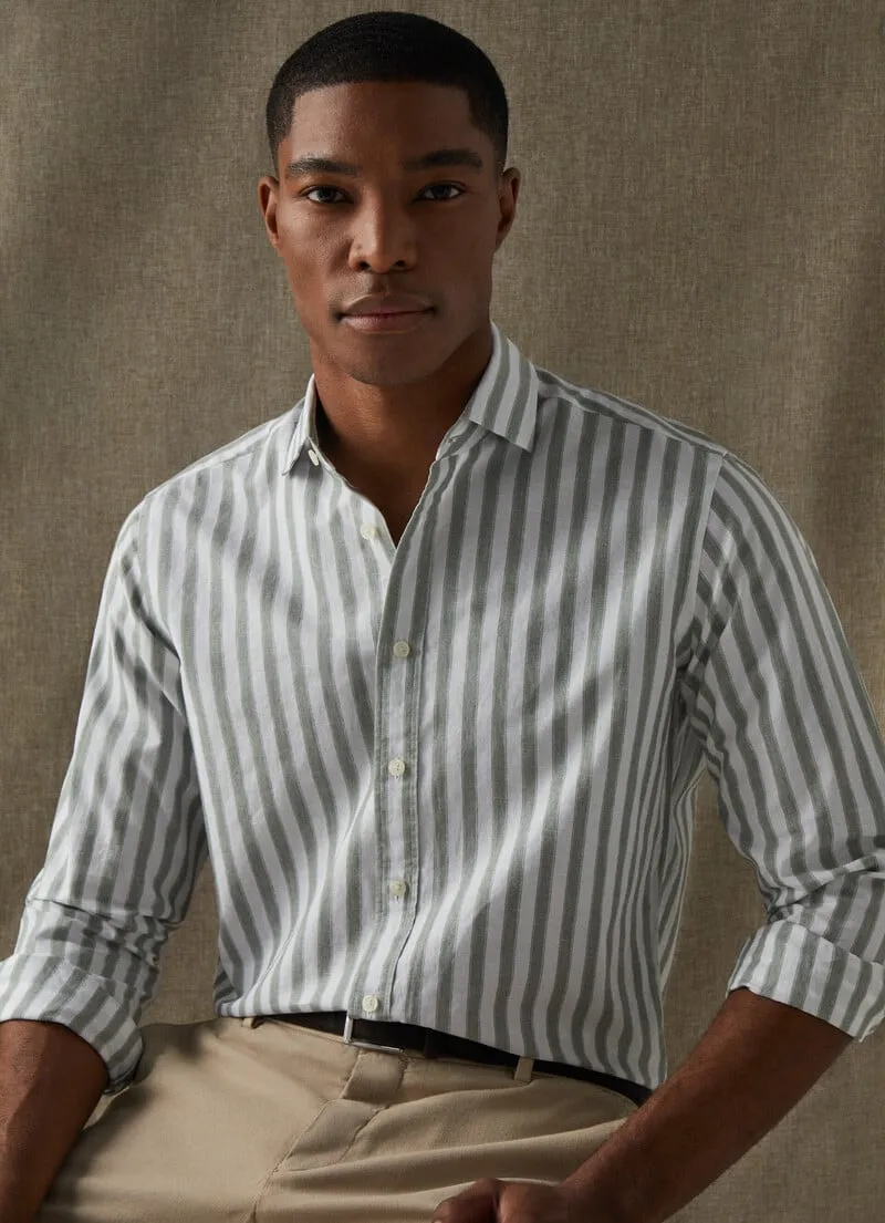 Hackett Mens Bold Stripe Shirt - Blue or green stripe