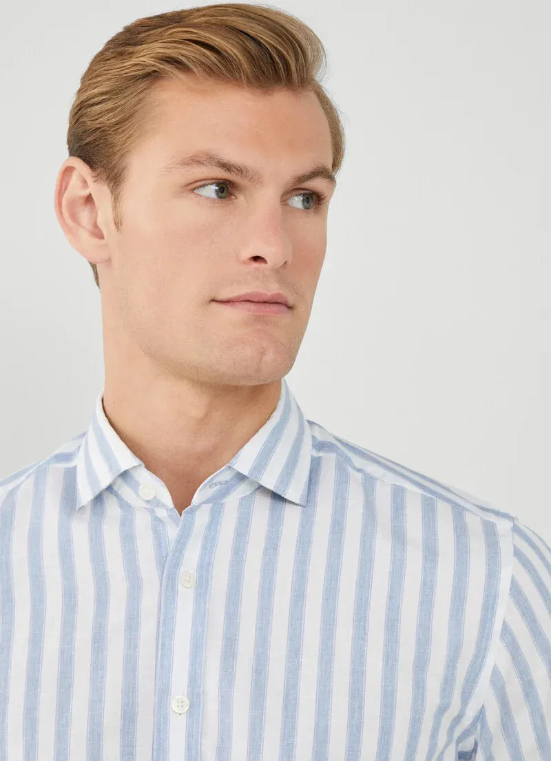 Hackett Mens Bold Stripe Shirt - Blue or green stripe