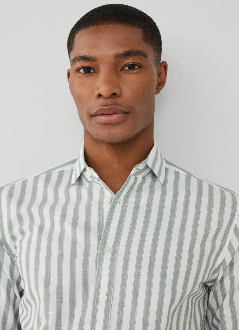 Hackett Mens Bold Stripe Shirt - Blue or green stripe