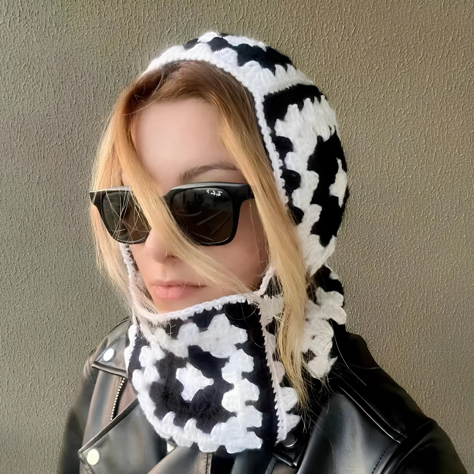 Handmade Crochet Floral Knitted Balaclava – Cozy & Retro Winter Essential