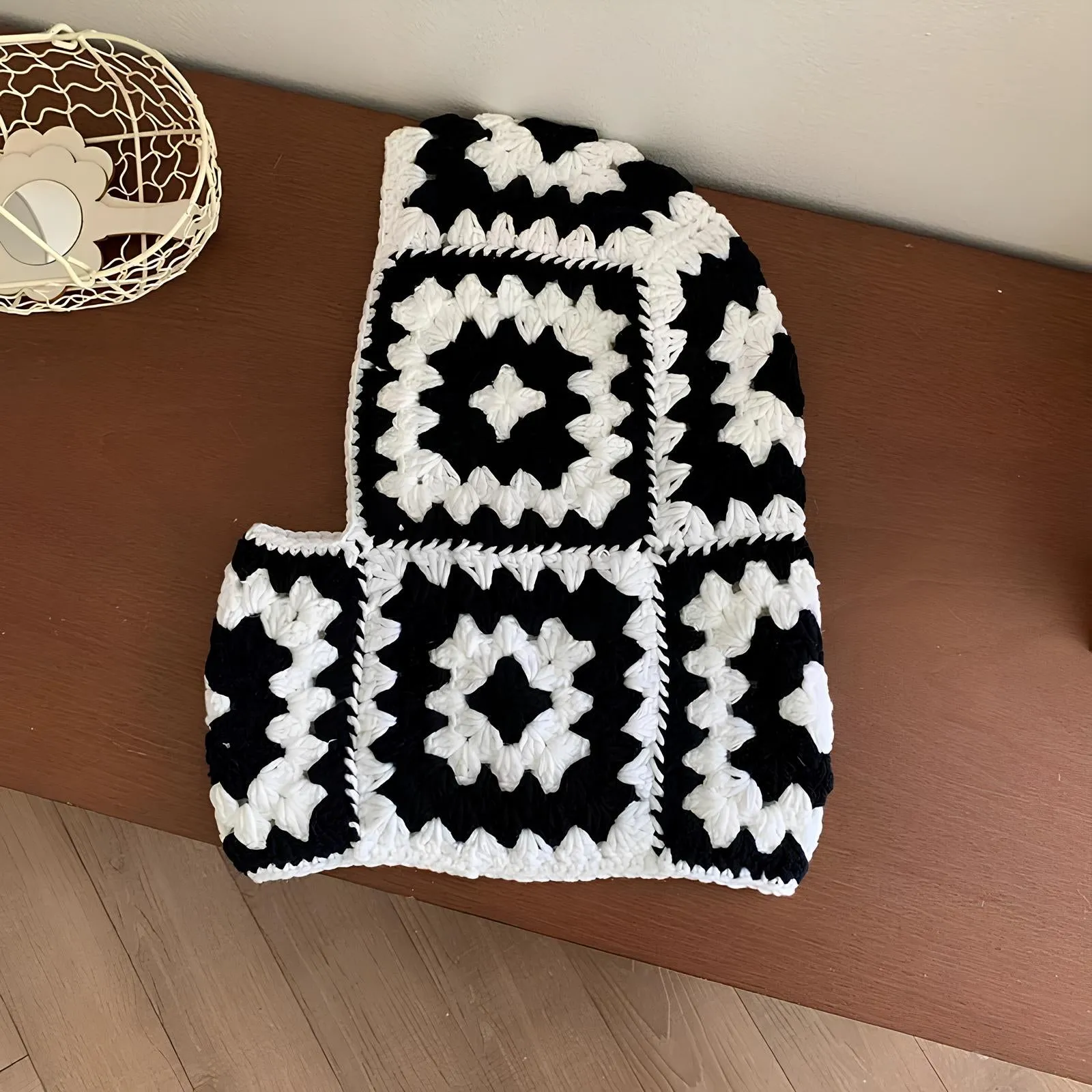 Handmade Crochet Floral Knitted Balaclava – Cozy & Retro Winter Essential