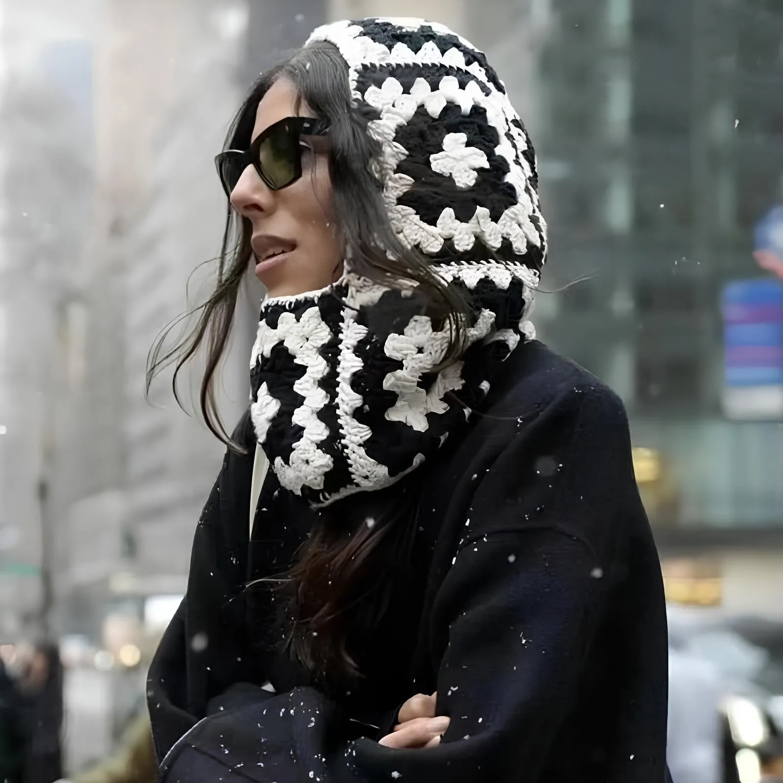 Handmade Crochet Floral Knitted Balaclava – Cozy & Retro Winter Essential