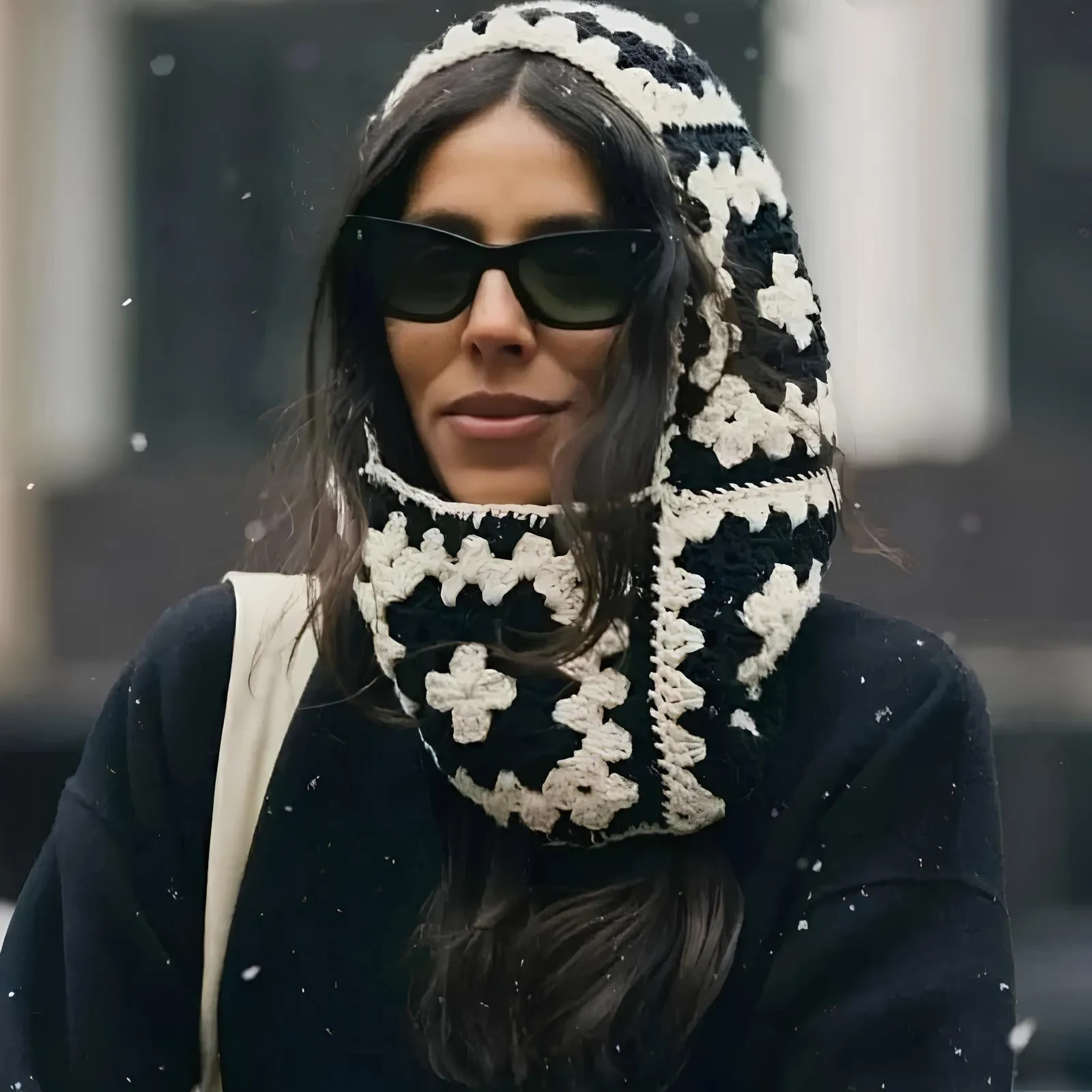 Handmade Crochet Floral Knitted Balaclava – Cozy & Retro Winter Essential