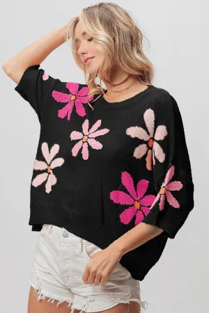 Hazel Blues® |  BiBi Floral Pattern Cropped Sweater
