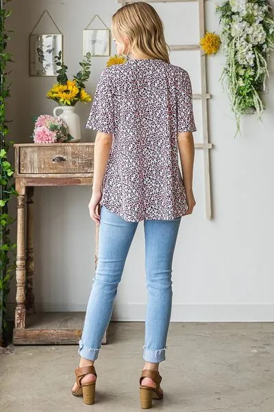 Hazel Blues® | Heimish Short Sleeve Crisscross Animal Babydoll Top
