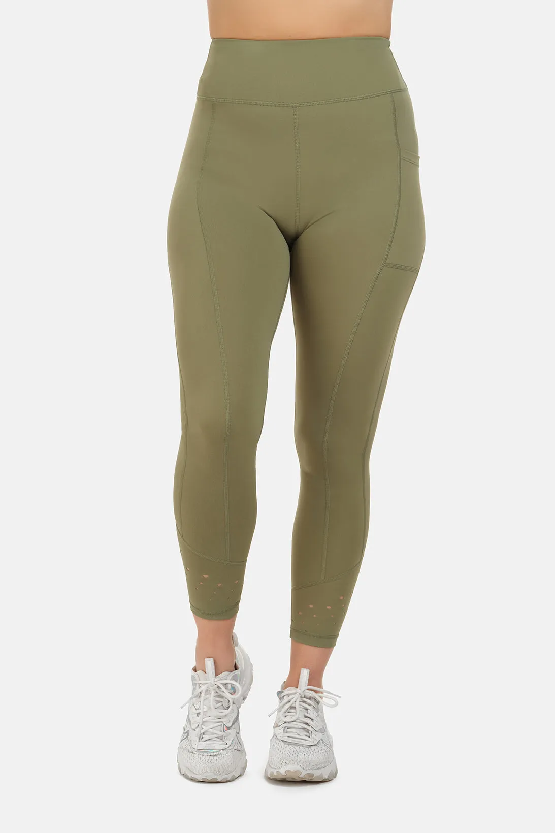 High Rise Laser 7/8 Khaki Legging