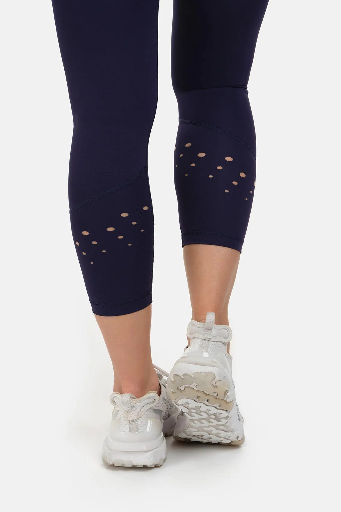 High Rise Laser 7/8 Navy Leggings