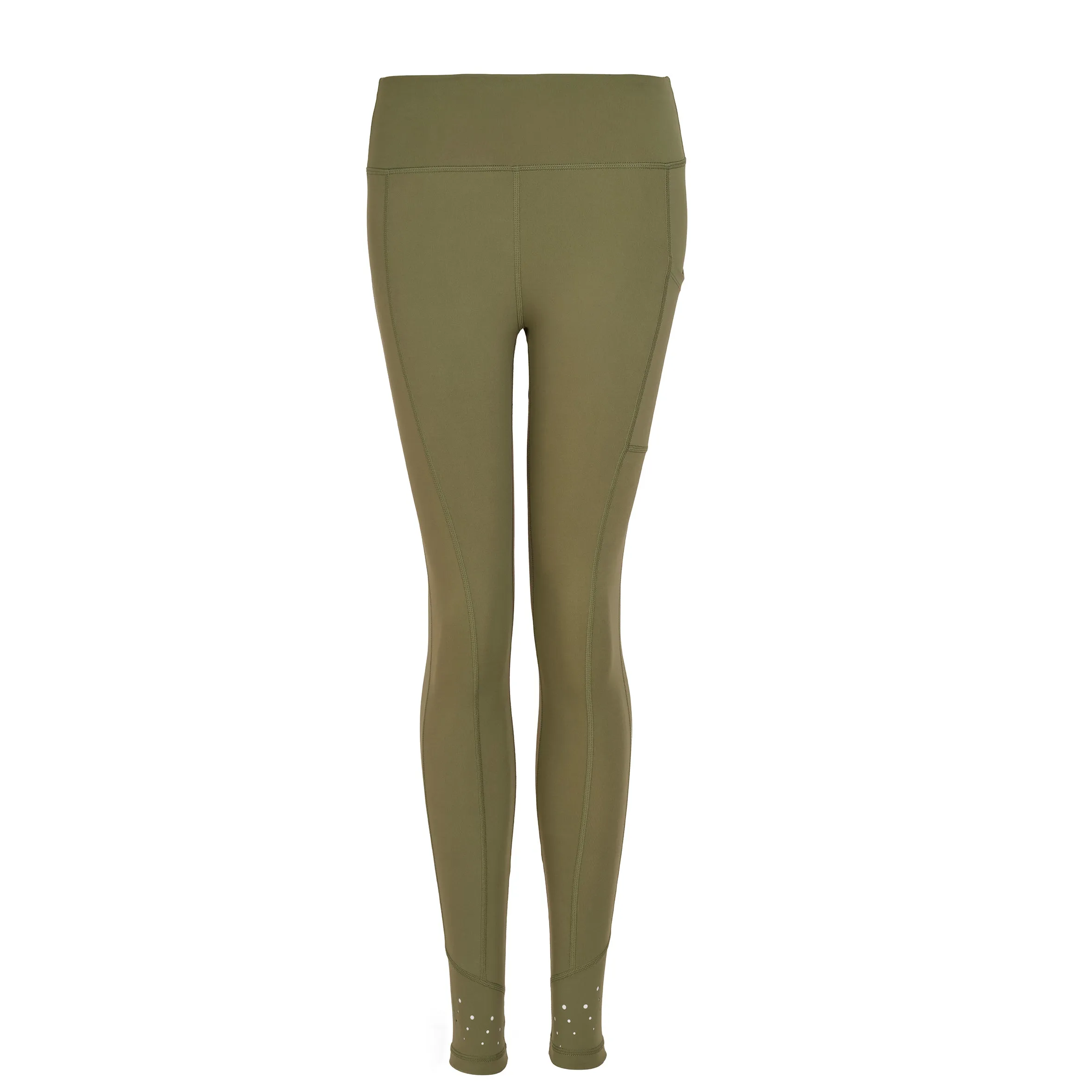 High Rise Laser Khaki Full Length Leggings