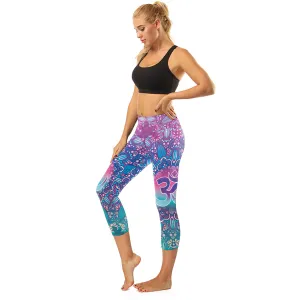 High Rise OM Capris | Pink Mix Blue