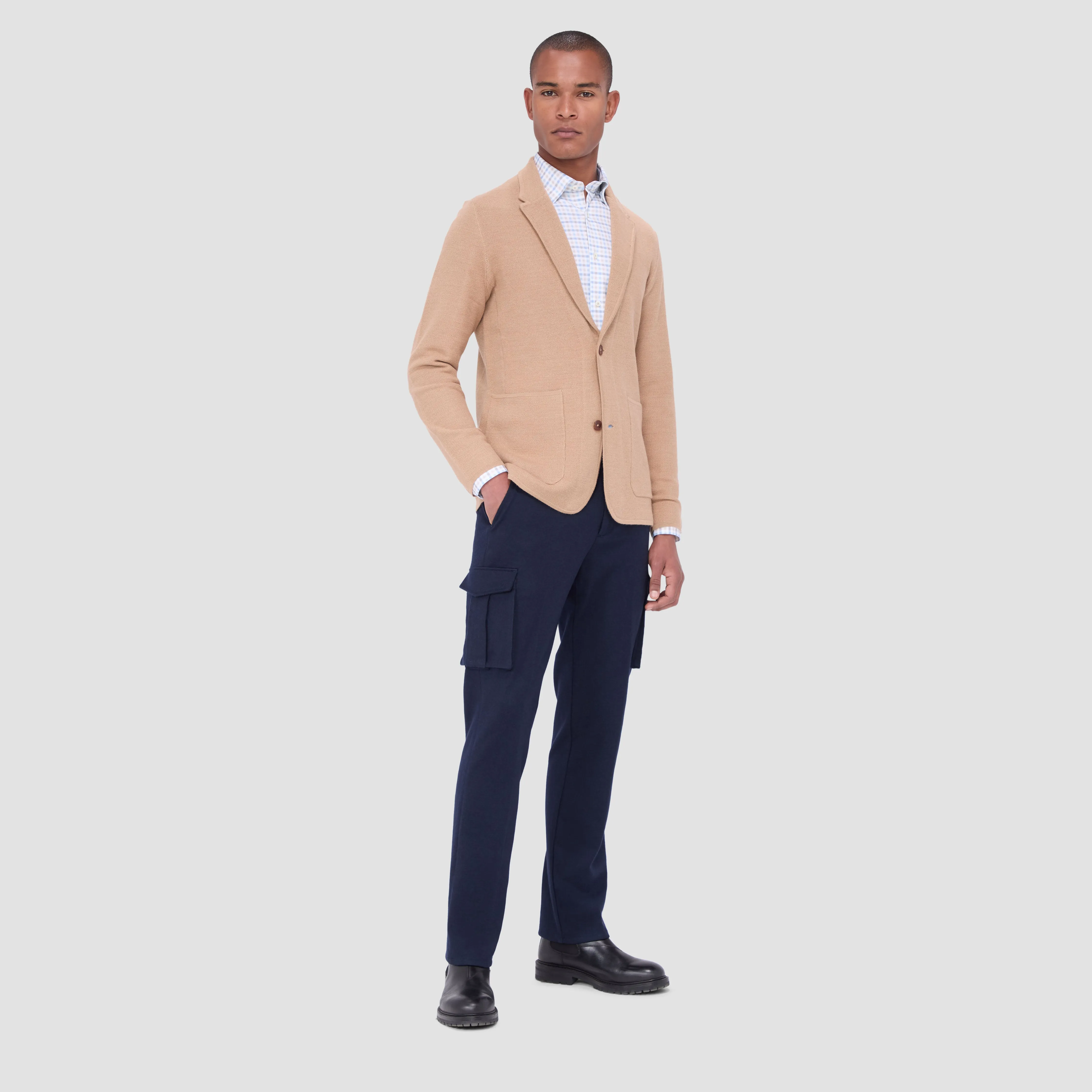 Honeycomb Stitch Two Button Knitted Blazer