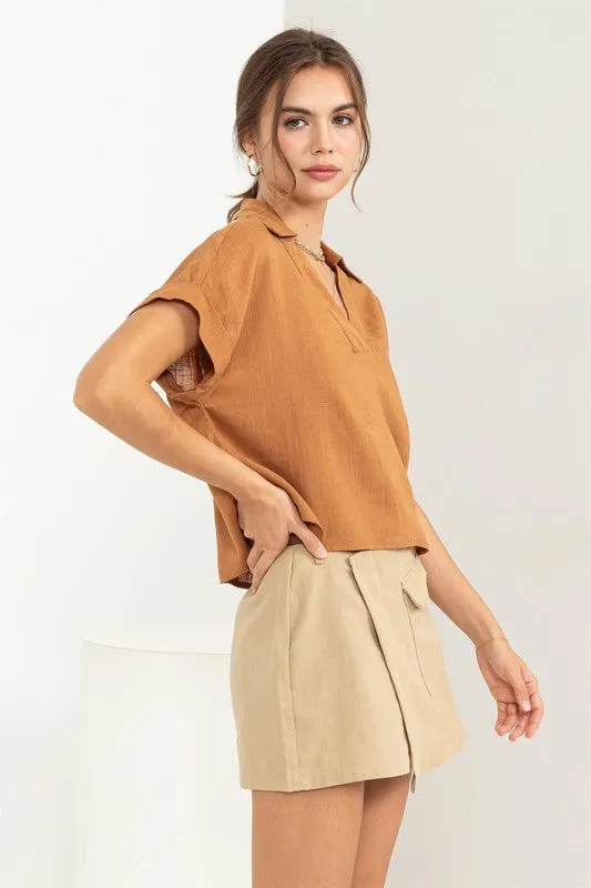 HYFVE Always a Delight Short Sleeve Linen Top