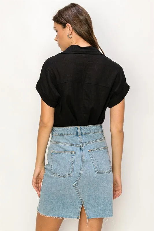 HYFVE Always a Delight Short Sleeve Linen Top