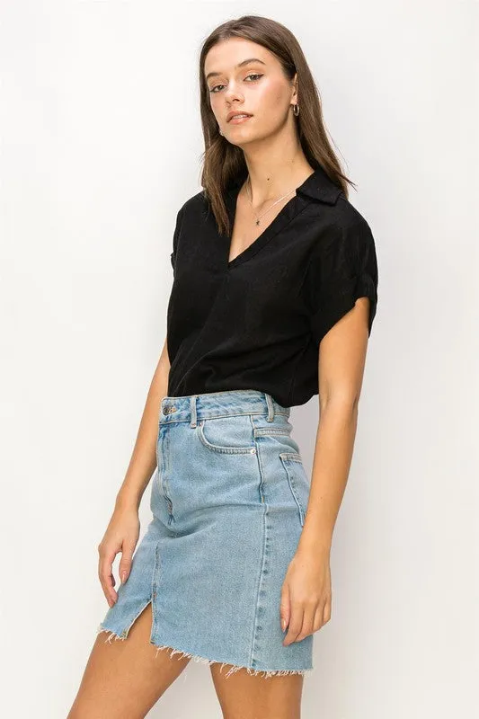 HYFVE Always a Delight Short Sleeve Linen Top