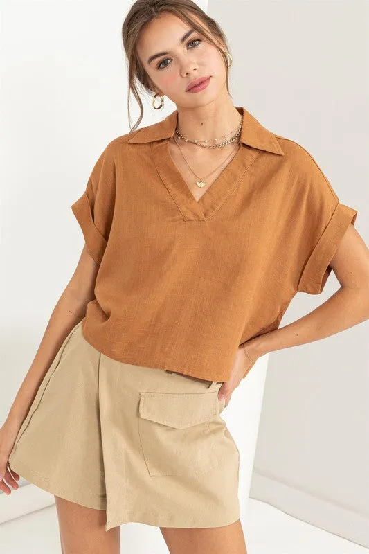 HYFVE Always a Delight Short Sleeve Linen Top