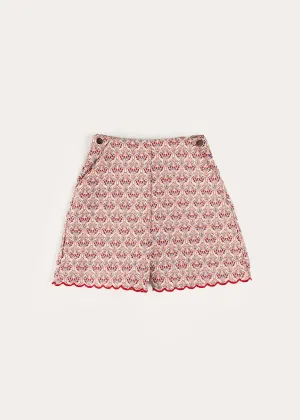 Iris Jacquard Button Detail Shorts in Red (4-12yrs)
