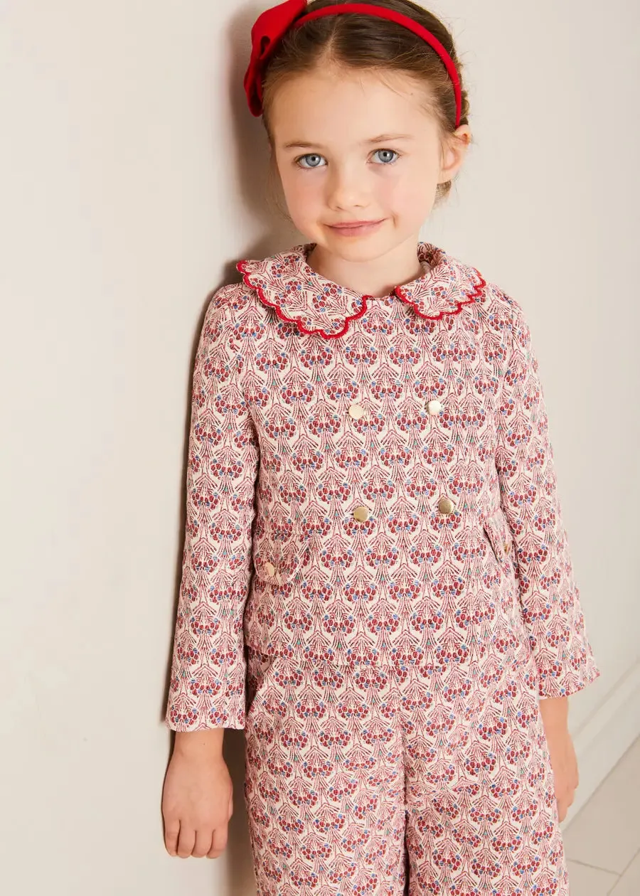 Iris Jacquard Button Detail Shorts in Red (4-12yrs)