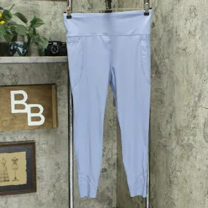 JoyLab Women's High-Waisted 7/8 Laser Cut Leggings Blue Large