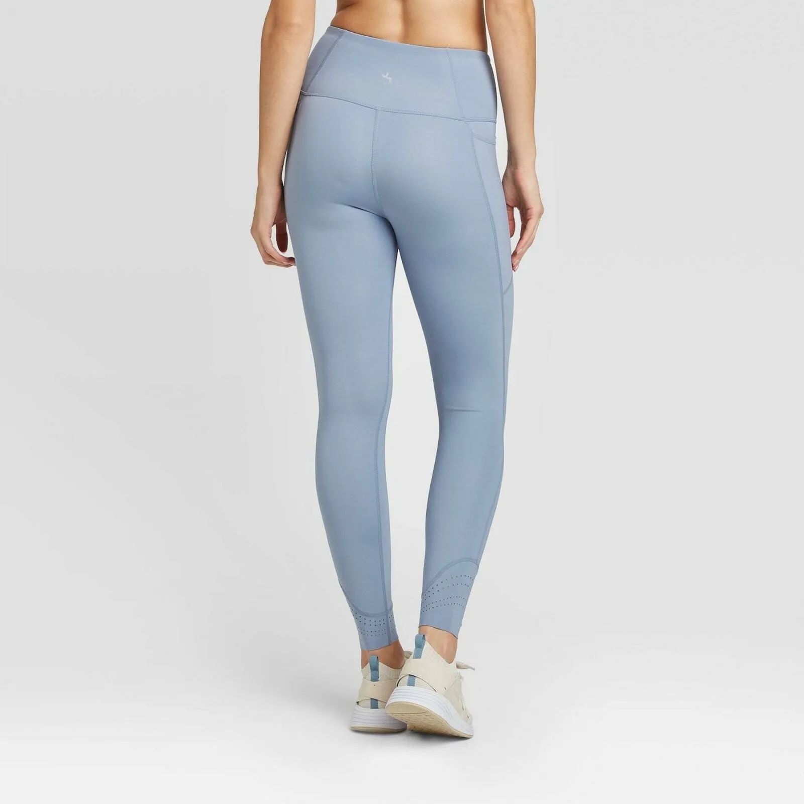 JoyLab Women's High-Waisted 7/8 Laser Cut Leggings Blue Large