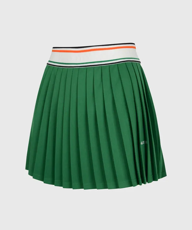 KANDINI  Elastic Band Pleats Skirt - Green