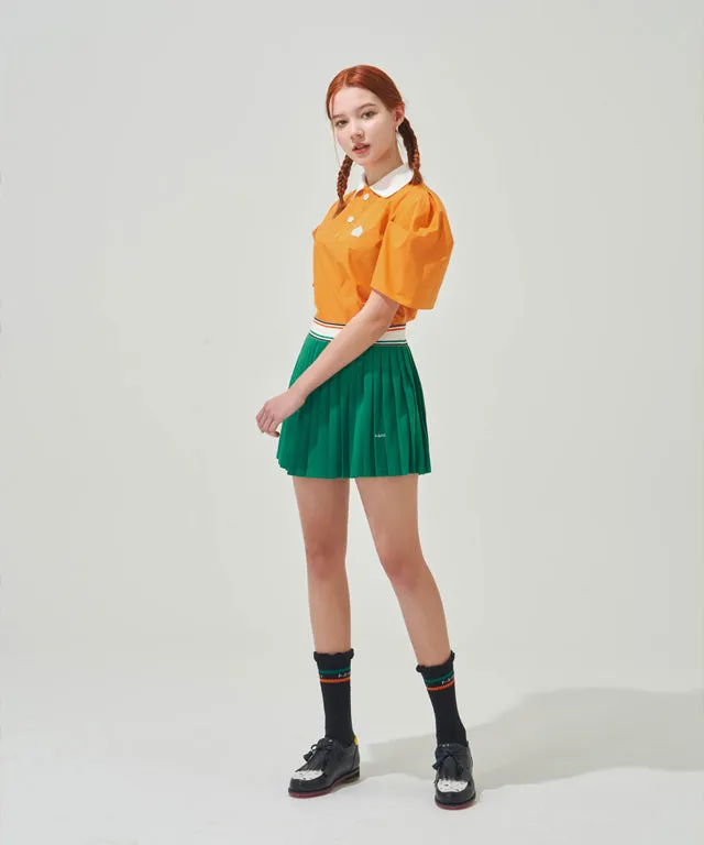 KANDINI  Elastic Band Pleats Skirt - Green