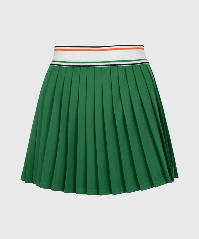 KANDINI  Elastic Band Pleats Skirt - Green