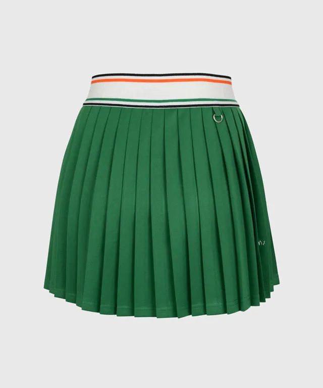 KANDINI  Elastic Band Pleats Skirt - Green