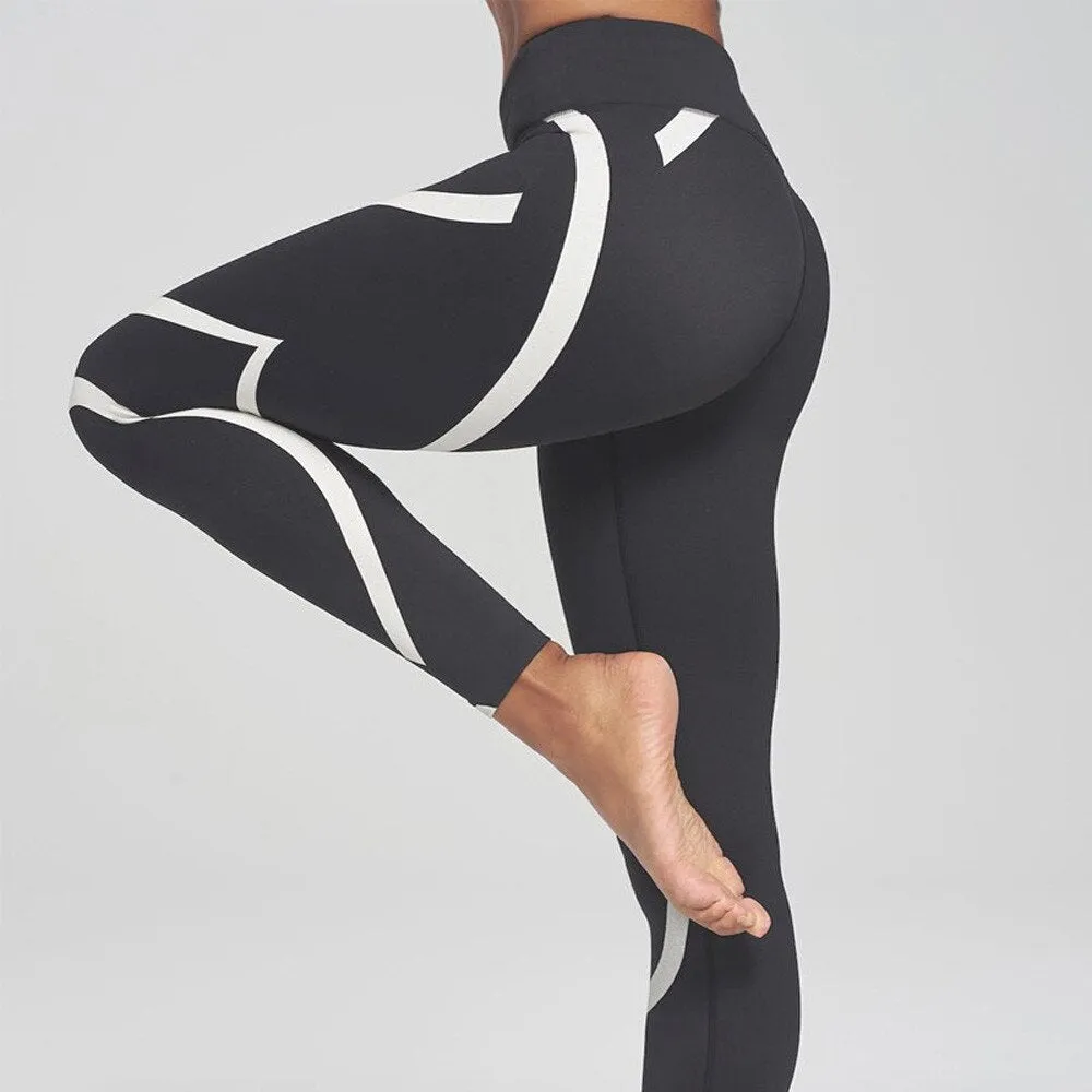 Leggings Sport Women Fitness Splice Skinny Workout Gym Leggings Fitness Sports Cropped Pants Stripped Athletic Gym Leggings #20