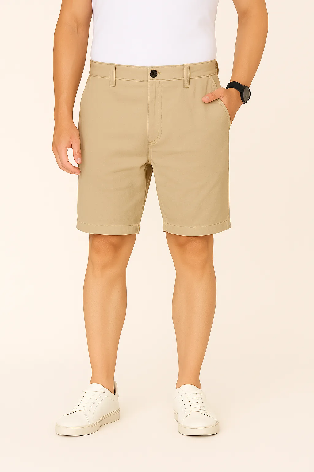 Light khaki Linen Shorts