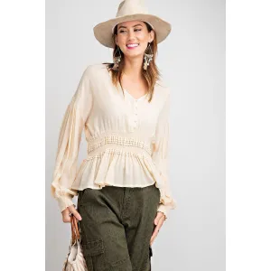 Linen and Love top in Ivory