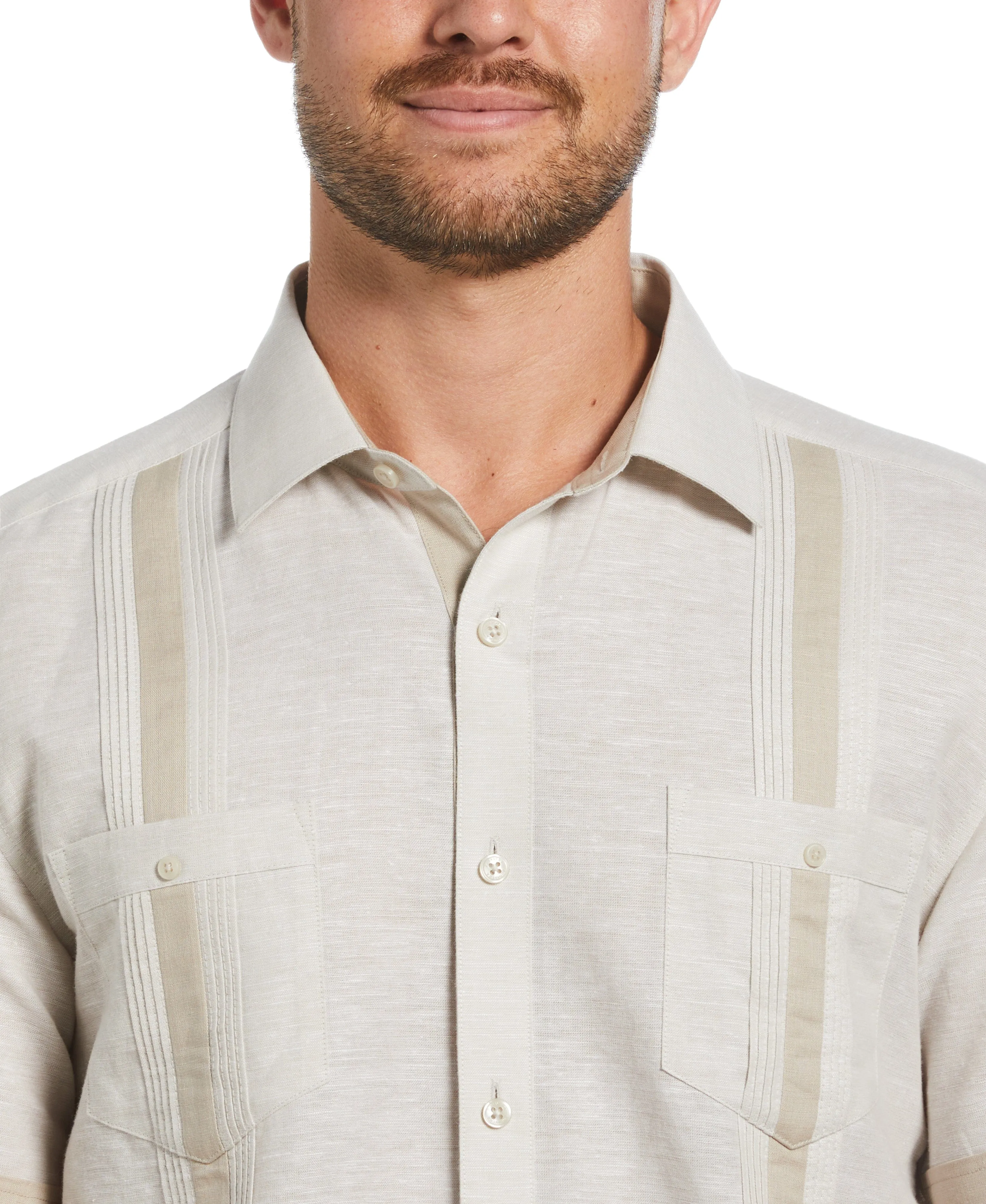 Linen Blend Cross Dye Guayabera Shirt